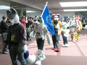 The Fursuit Parade at Anthrocon 2009 in Pittsburgh, PA. Photo by Karl "Xydexx Squeakypony" Jorgensen.